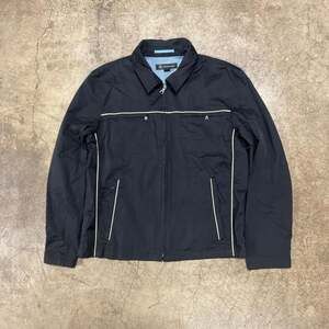 INC Black Striped Vintage Windbreaker Zip-Up Jacket